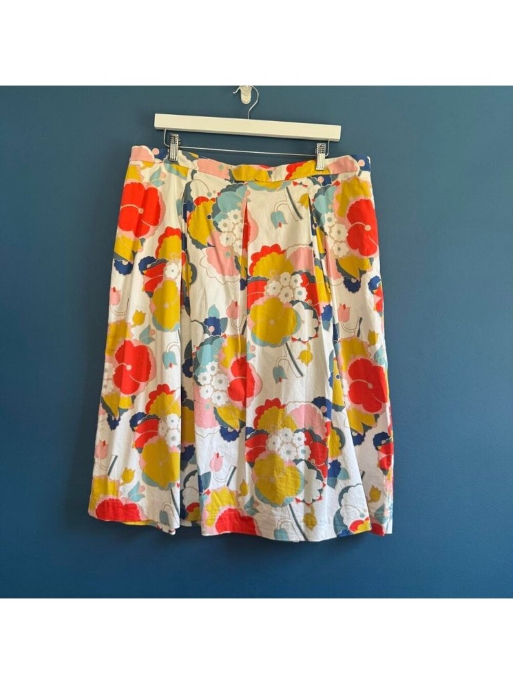 Boden Floral Midi Skirt Women's Plus Size 16 Pleated Full Colorful Lined Preppy